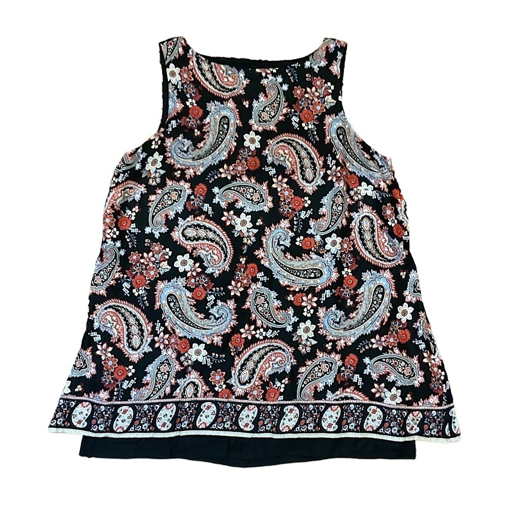 J.Jill Mini Dress Women’s Black Paisley Sleeveless Lined Boho Casual petite